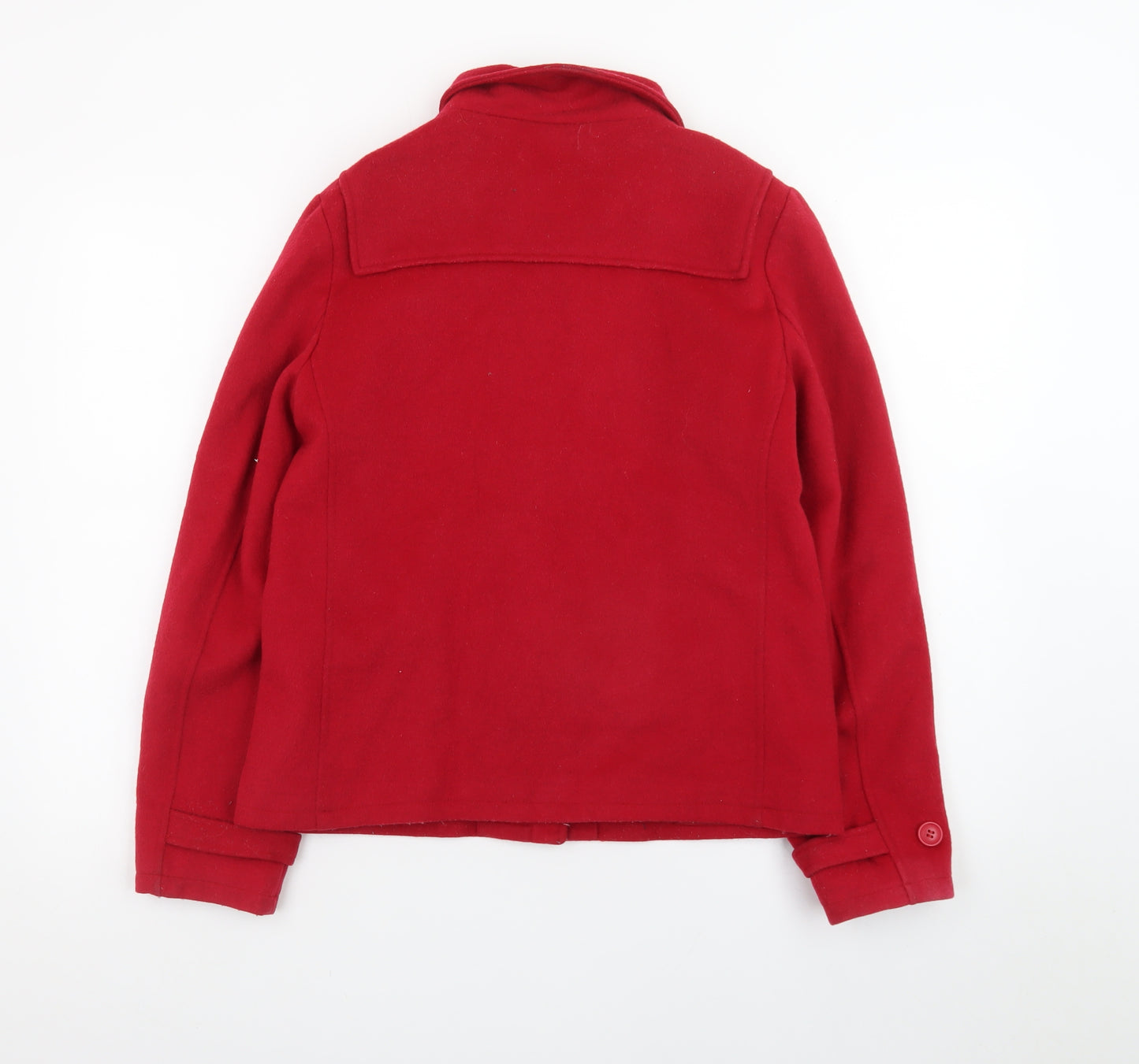 L&D Women Red Wool Toggle Coat Size 14 Short Duffle Style