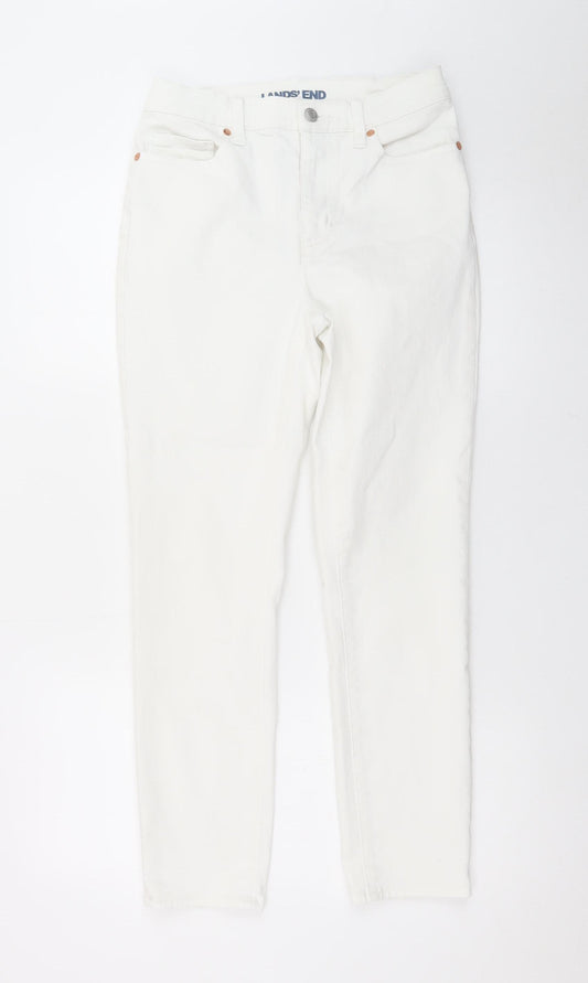 Lands' End Women's White Straight Leg Stretch Jeans Size 8