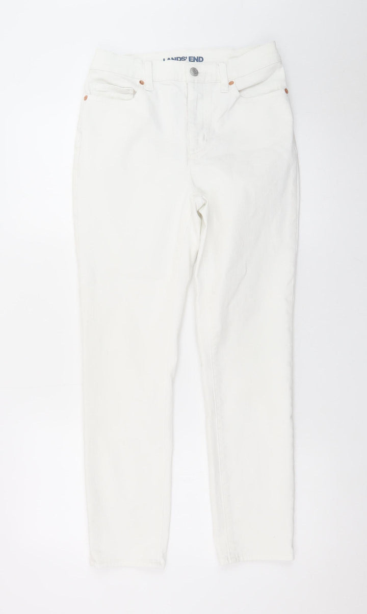 Lands' End Women's White Straight Leg Stretch Jeans Size 8