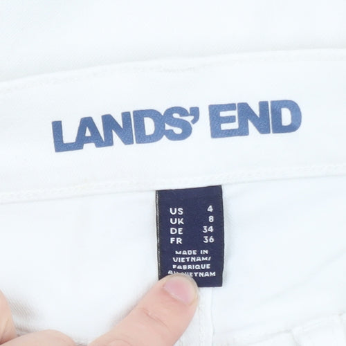 Lands' End Women's White Straight Leg Stretch Jeans Size 8