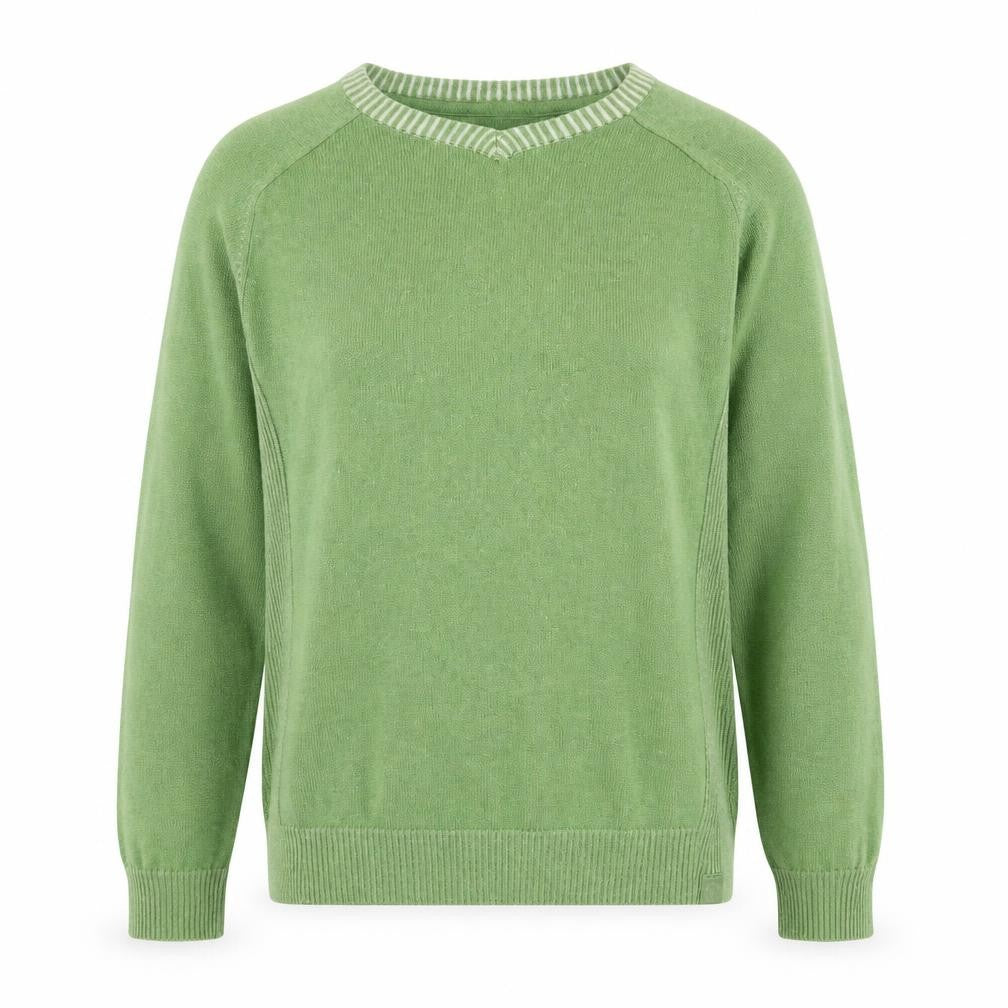 Fat Face Women's Green Cotton V-Neck Knit Jumper Size M
