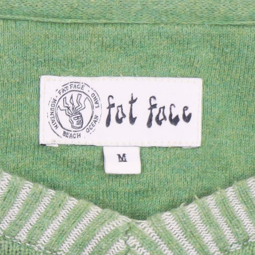 Fat Face Women's Green Cotton V-Neck Knit Jumper Size M