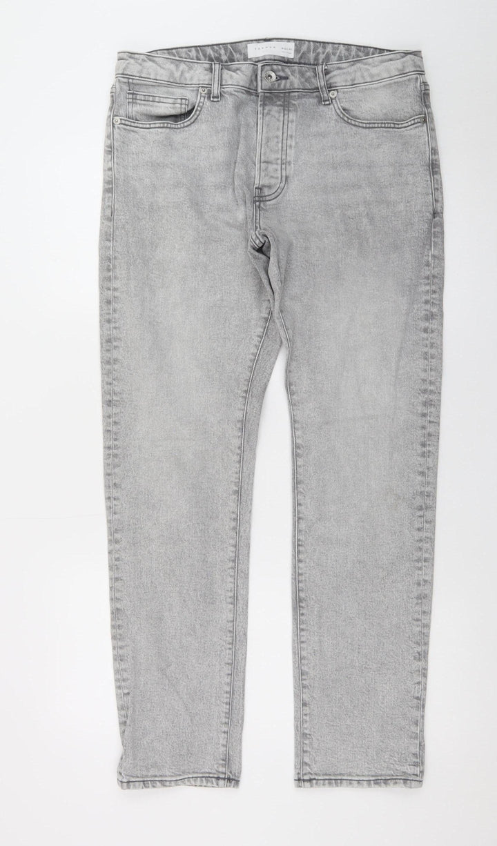 Topman Men Grey Slim Fit Jeans W32 L32 Stretch Denim