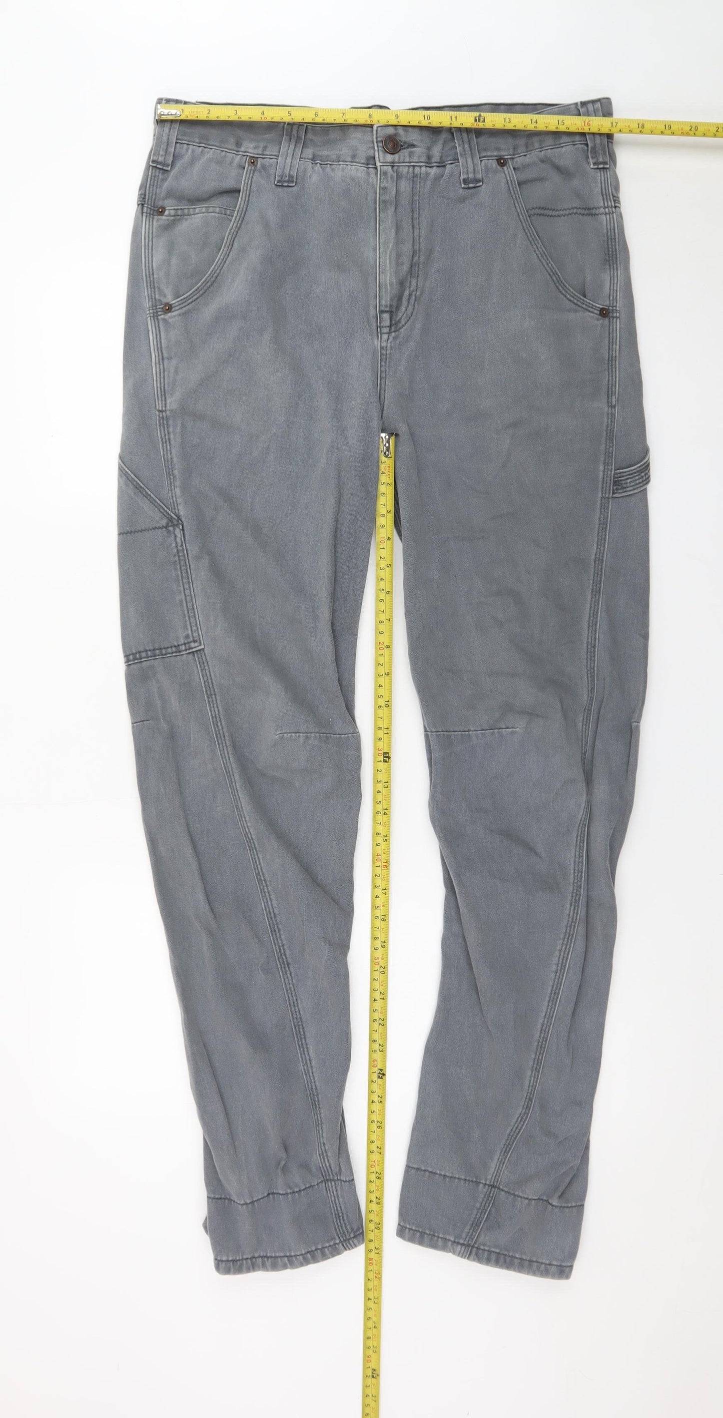 River Island Men’s Grey Straight Jeans 32W 32L Denim Cargo Style