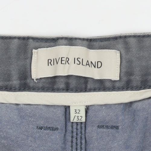 River Island Men’s Grey Straight Jeans 32W 32L Denim Cargo Style