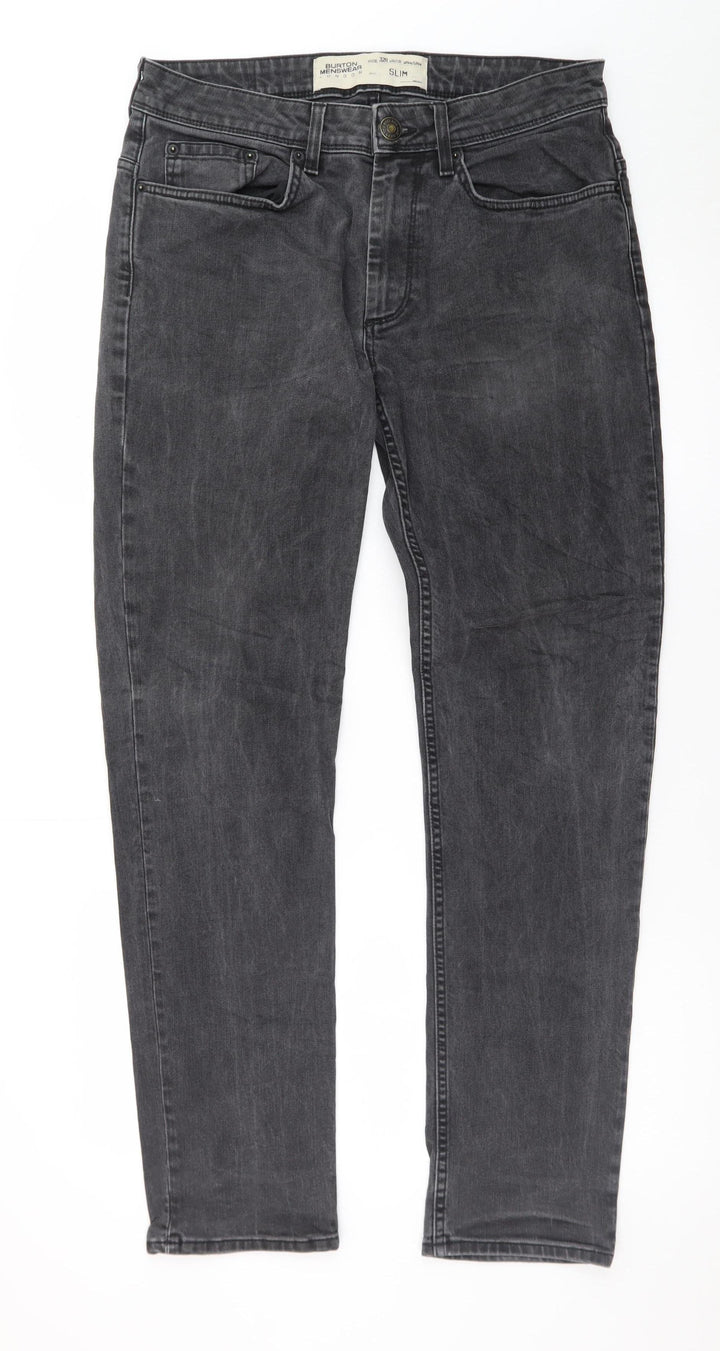 Burton Menswear Men's Grey Slim Fit Straight Jeans 32R