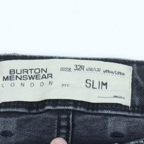 Burton Menswear Men's Grey Slim Fit Straight Jeans 32R