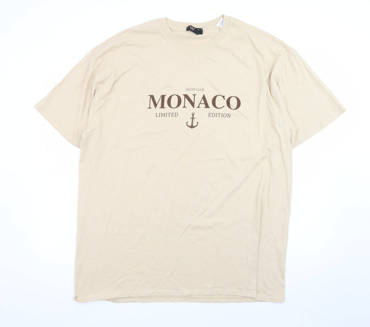 BoohooMAN Men's Beige Monaco Limited Edition Cotton T-Shirt M