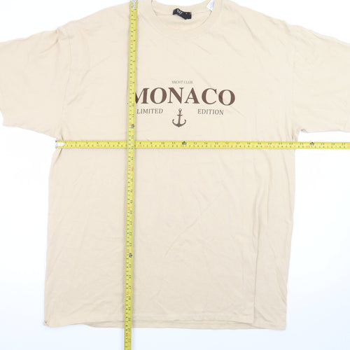 BoohooMAN Men's Beige Monaco Limited Edition Cotton T-Shirt M