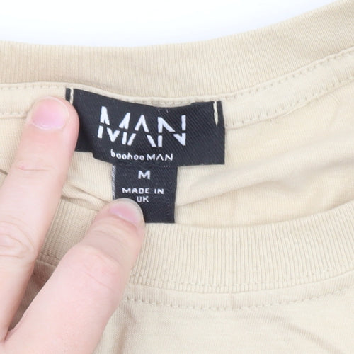 BoohooMAN Men's Beige Monaco Limited Edition Cotton T-Shirt M
