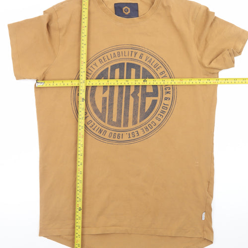Jack & Jones Men’s Core Tan Graphic Crew Neck Cotton T-Shirt Size M