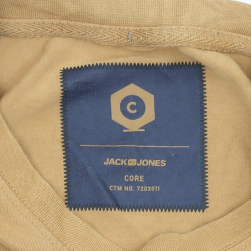 Jack & Jones Men’s Core Tan Graphic Crew Neck Cotton T-Shirt Size M