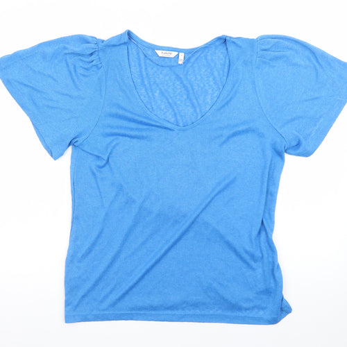 b.young Women's Blue V-Neck Short Sleeve Jersey T-Shirt Size L