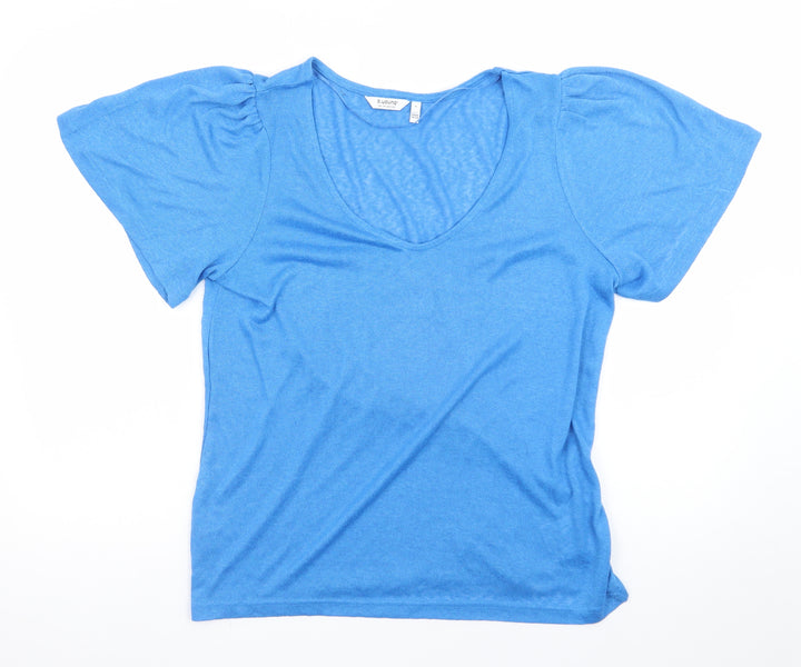 b.young Women's Blue V-Neck Short Sleeve Jersey T-Shirt Size L