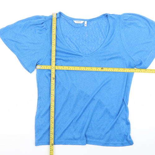 b.young Women's Blue V-Neck Short Sleeve Jersey T-Shirt Size L