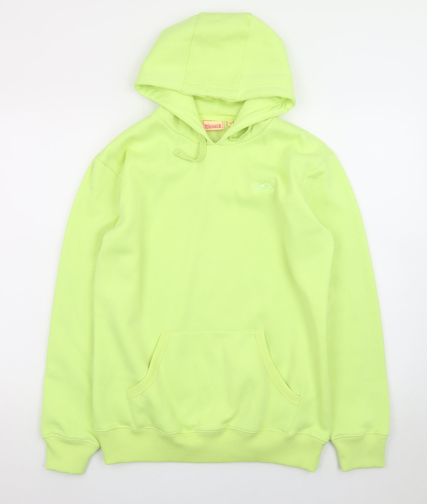Lonsdale Unisex Green Pullover Hoodie Size 14 Fleece Regular Fit