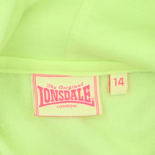 Lonsdale Unisex Green Pullover Hoodie Size 14 Fleece Regular Fit