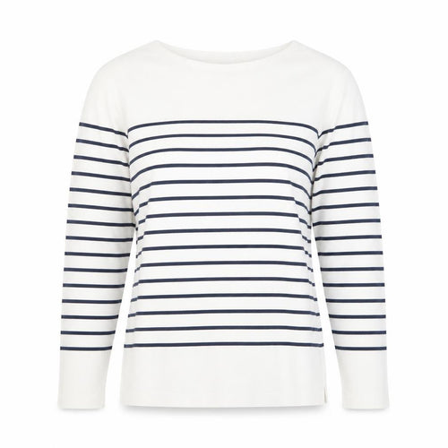 Uniqlo Women White Striped Cotton Boat Neck Long Sleeve Jumper M