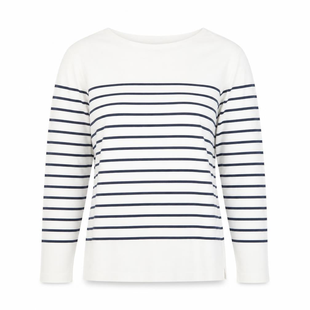 Uniqlo Women White Striped Cotton Boat Neck Long Sleeve Jumper M