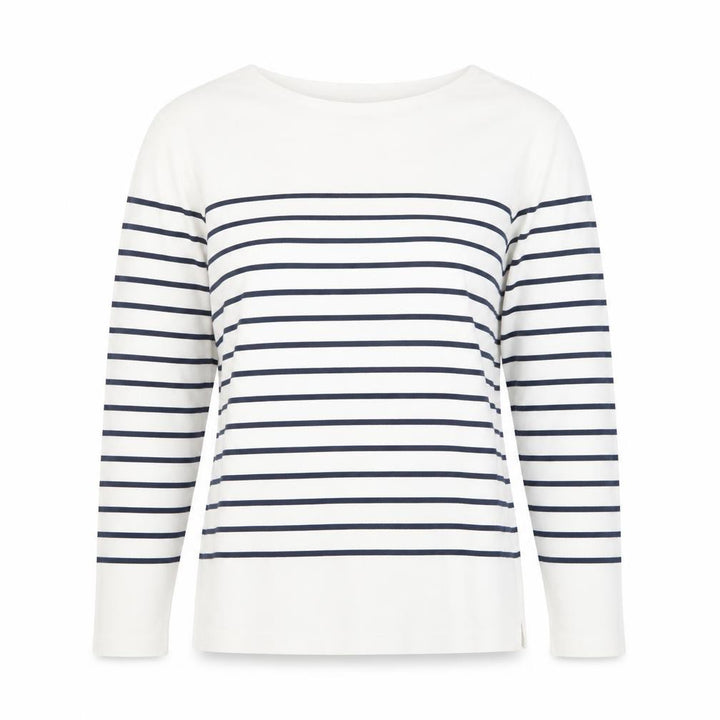 Uniqlo Women White Striped Cotton Boat Neck Long Sleeve Jumper M