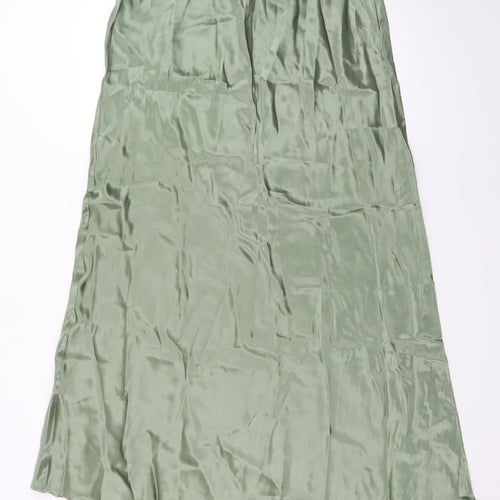 Sinead Keary Women’s Green Satin A-Line Midi Skirt XL