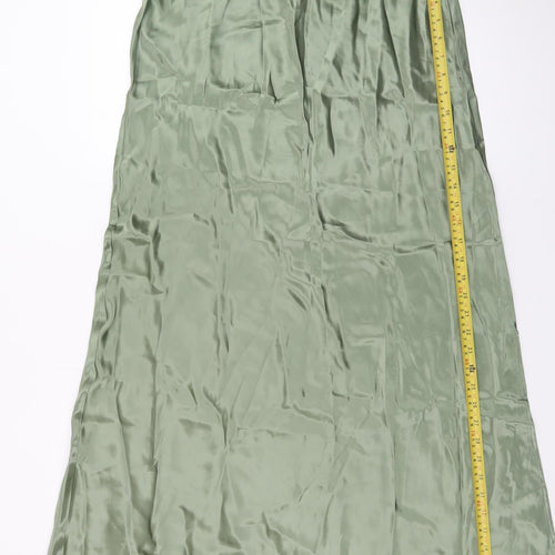 Sinead Keary Women’s Green Satin A-Line Midi Skirt XL