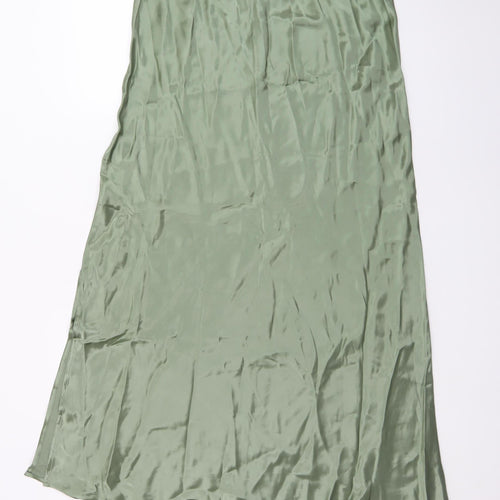 Sinead Keary Women’s Green Satin A-Line Midi Skirt XL