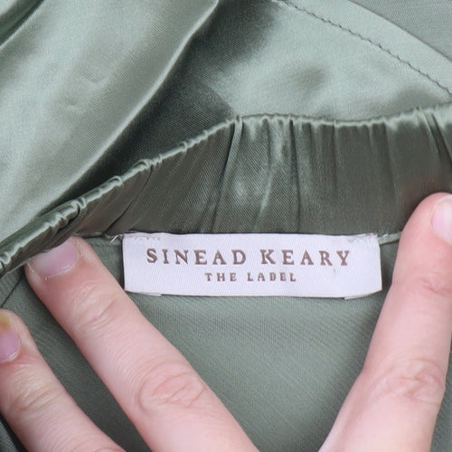 Sinead Keary Women’s Green Satin A-Line Midi Skirt XL