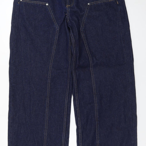 Denim Co. Women's Blue Wide-Leg Jeans Size 12 Relaxed Fit