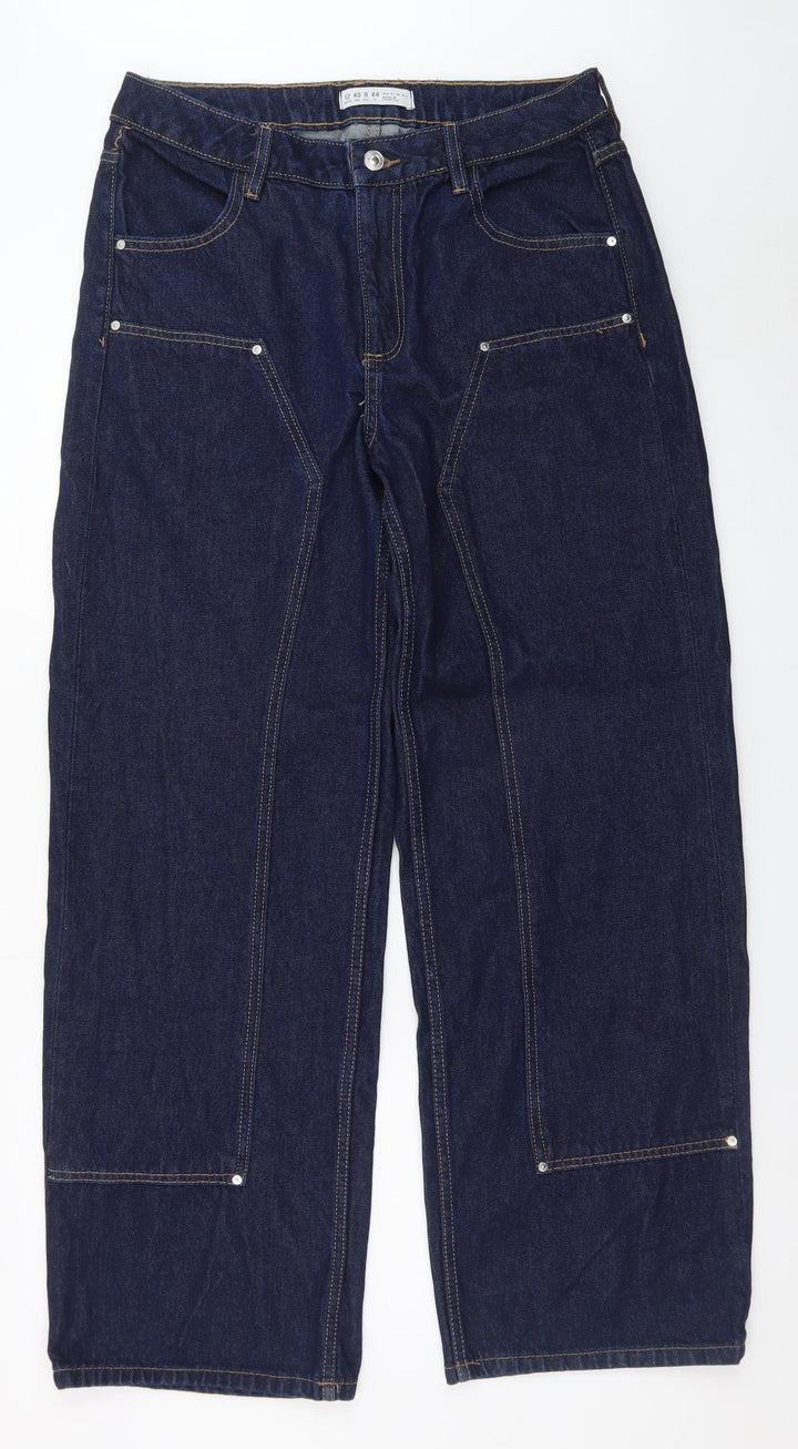 Denim Co. Women's Blue Wide-Leg Jeans Size 12 Relaxed Fit