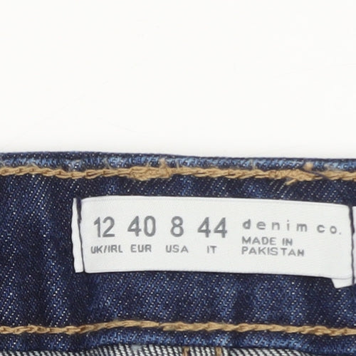 Denim Co. Women's Blue Wide-Leg Jeans Size 12 Relaxed Fit