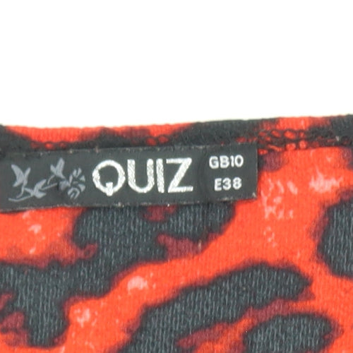 Quiz Women Red Leopard Print Wrap Blouse Size 10