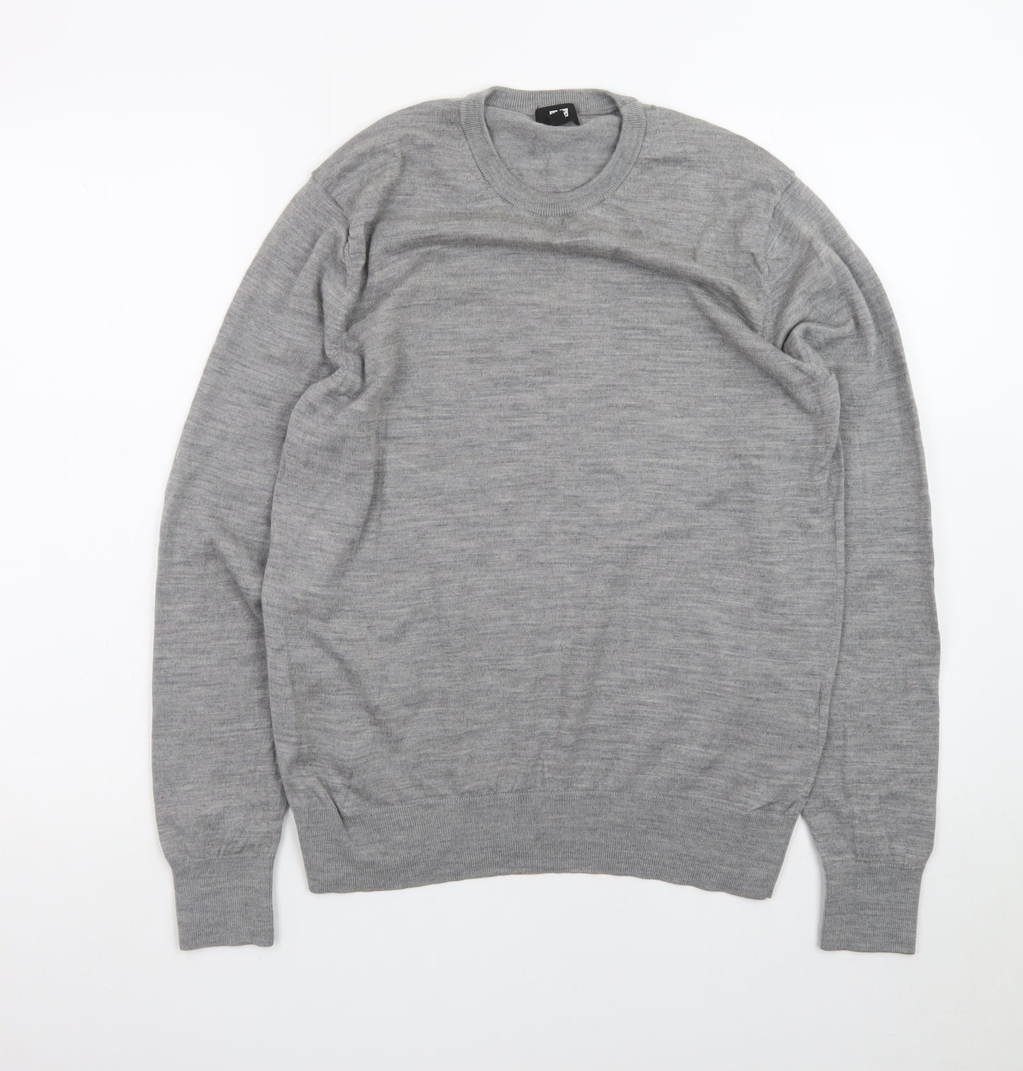 Uniqlo Men's Grey Wool Crew Neck Pullover Jumper Size M
