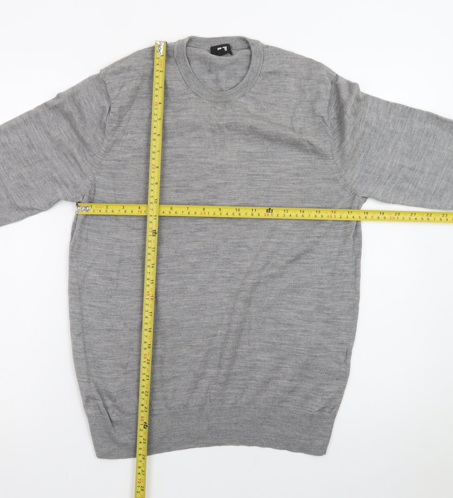 Uniqlo Men's Grey Wool Crew Neck Pullover Jumper Size M