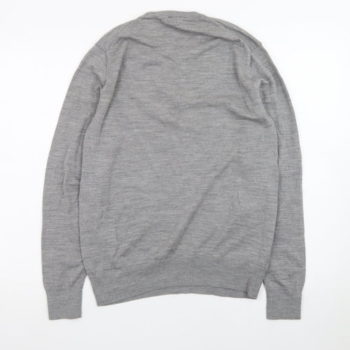Uniqlo Men's Grey Wool Crew Neck Pullover Jumper Size M