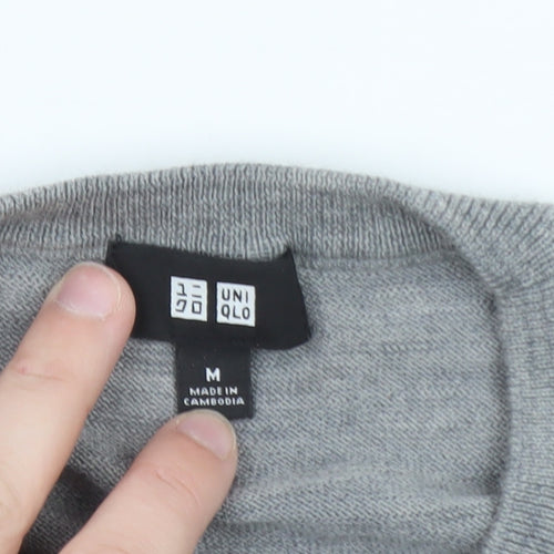 Uniqlo Men's Grey Wool Crew Neck Pullover Jumper Size M