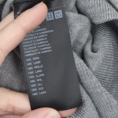 Uniqlo Men's Grey Wool Crew Neck Pullover Jumper Size M