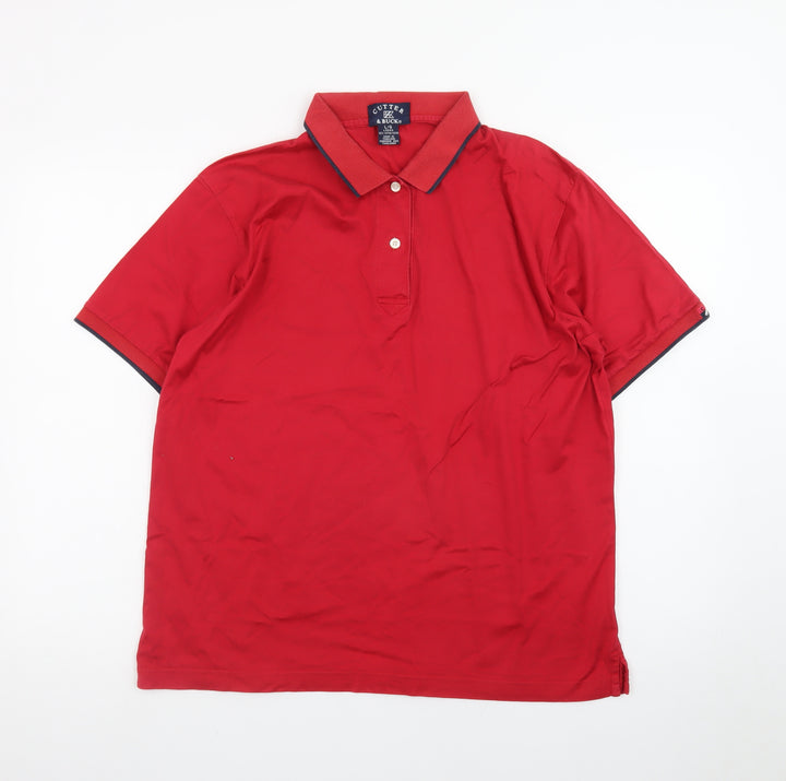 Cutter & Buck Red Cotton Men's L Polo Shirt Classic Fit