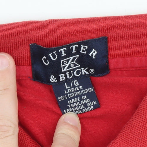Cutter & Buck Red Cotton Men's L Polo Shirt Classic Fit