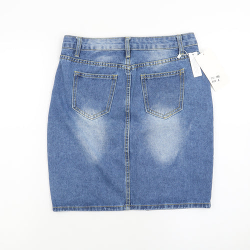 Cherry Koko Women Blue Denim Beaded Distressed Pencil Skirt L