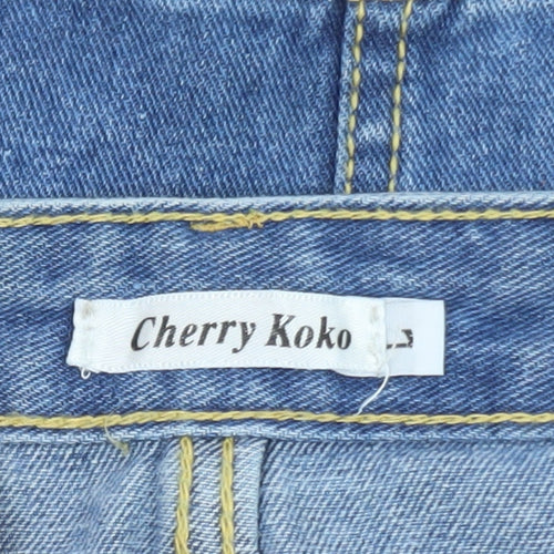 Cherry Koko Women Blue Denim Beaded Distressed Pencil Skirt L