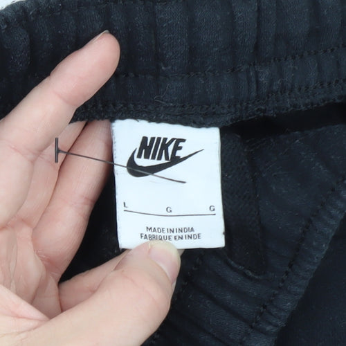 Nike Men's Black Jogger Sweatpants L Regular Fit Fleece Trousers