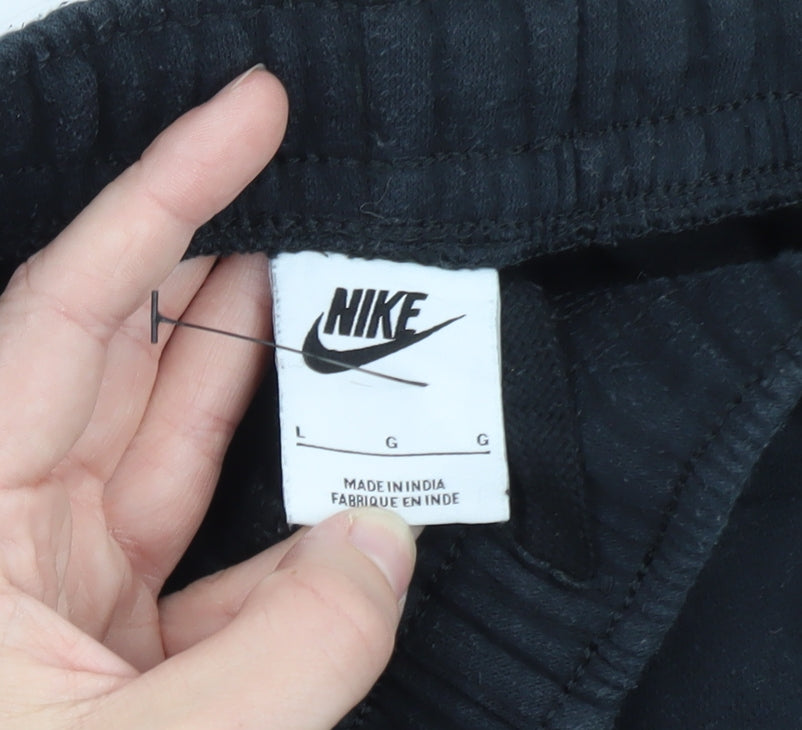 Nike Men's Black Jogger Sweatpants L Regular Fit Fleece Trousers