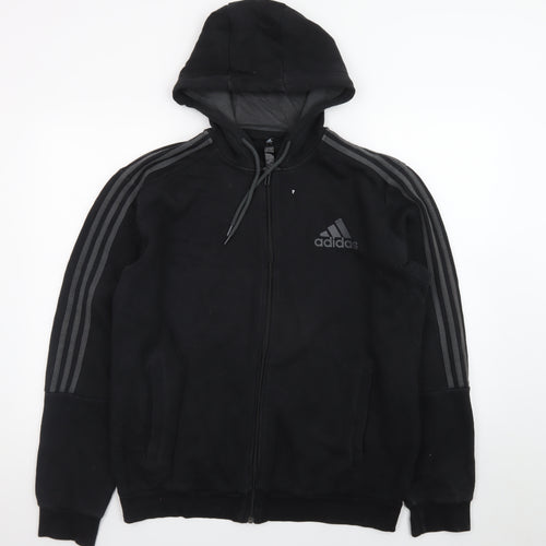 Adidas Men's Black Full Zip Hoodie L Sports Fleece Jacket
