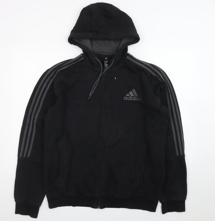 Adidas Men's Black Full Zip Hoodie L Sports Fleece Jacket