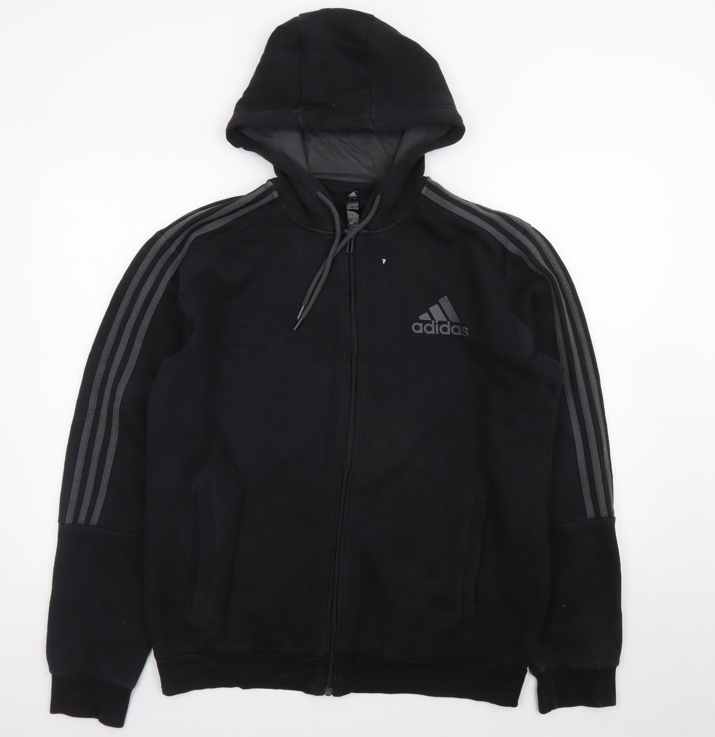 Adidas Men's Black Full Zip Hoodie L Sports Fleece Jacket