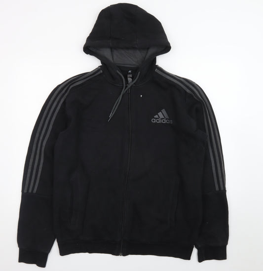 Adidas Men's Black Full Zip Hoodie L Sports Fleece Jacket