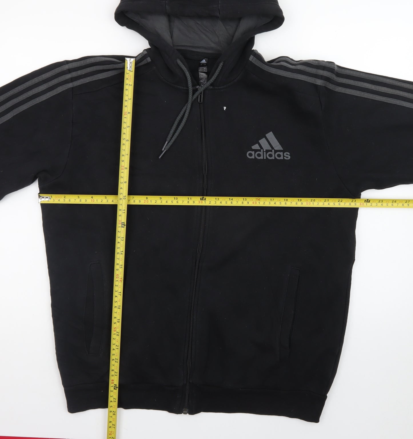 Adidas Men's Black Full Zip Hoodie L Sports Fleece Jacket