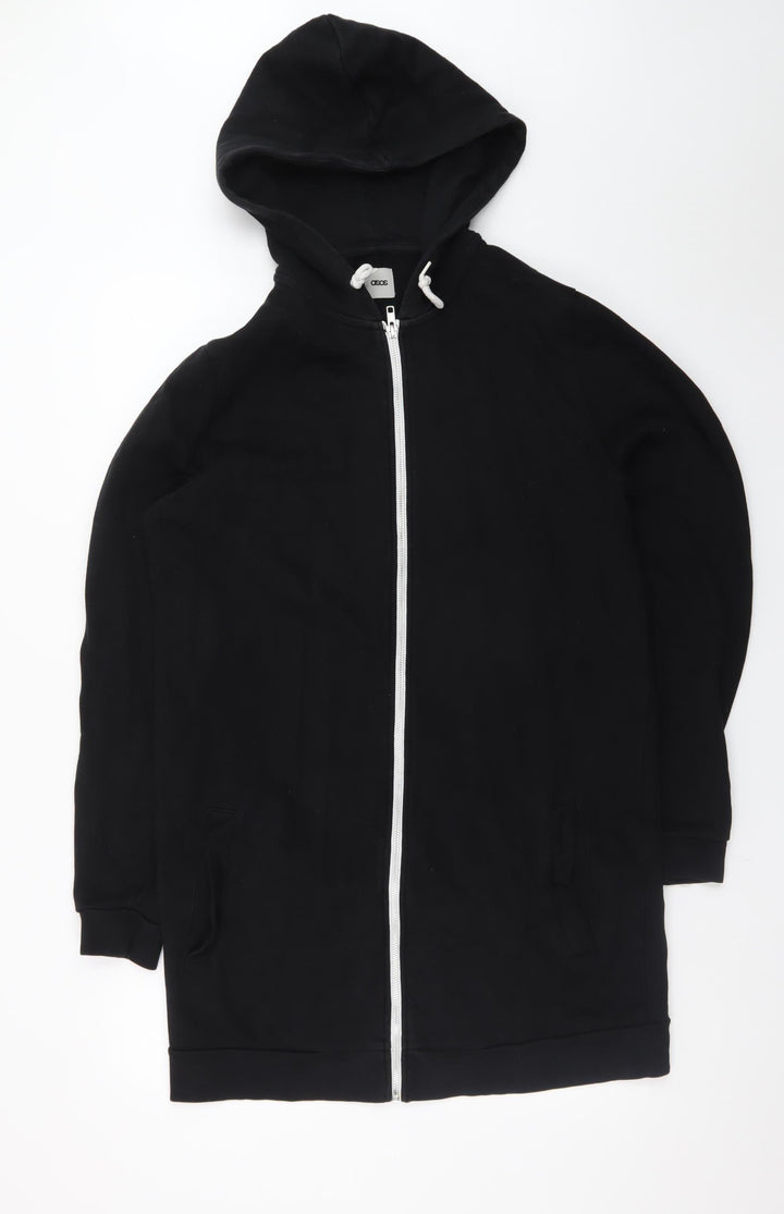 ASOS Women's Black Full Zip Hoodie Size M 100% Cotton Casual