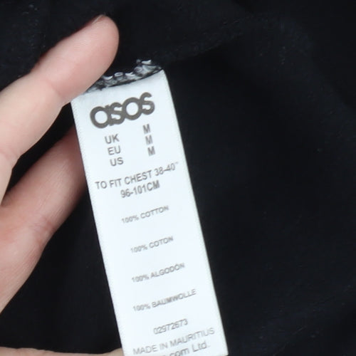 ASOS Women's Black Full Zip Hoodie Size M 100% Cotton Casual